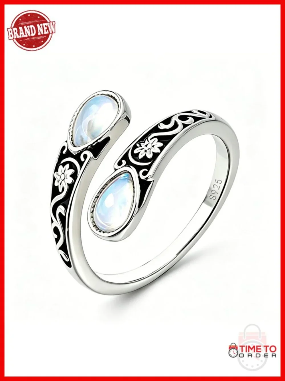 Adjustable Open Spoon Ring 925 Sterling Silver Retro Statement Thumb Ring